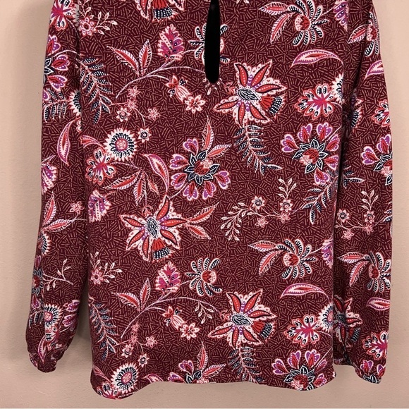 SMALL OLD NAVY BURGUNDY RED BOHO BLOUSE TOP COTTON FLORAL BOHEMIAN EMBROIDERED - Picture 2 of 10